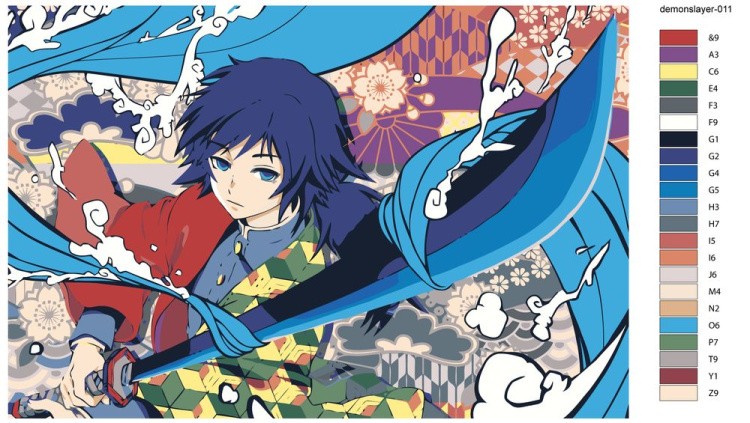 Картина по номерам «Клинок рассекающий демонов: Гию Томиока» — картинка 2