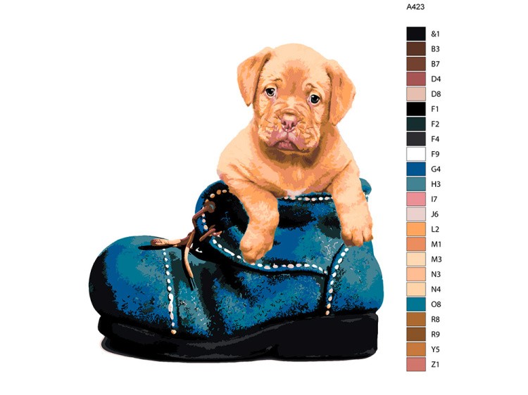 Картина по номерам «Щенок в ботинке» — картинка 2