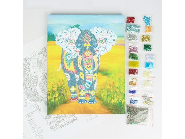 Картина на холсте из пайеток «Слон» — картинка 3