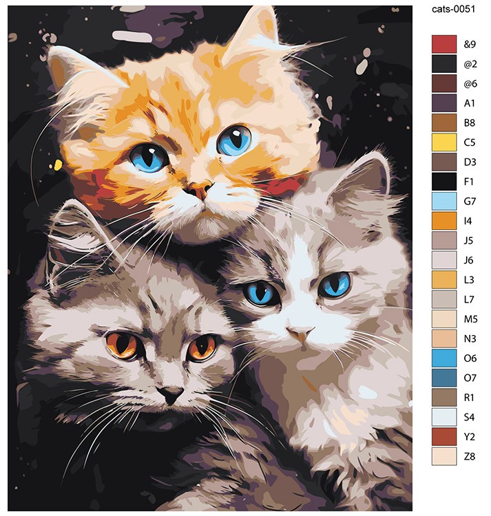 Картина по номерам «Три разноцветных котенка» — картинка 2