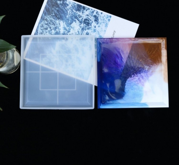 Силиконовый молд для эпоксидной смолы - Подстаканник тарелка - квадрат (1 шт.) — картинка 5