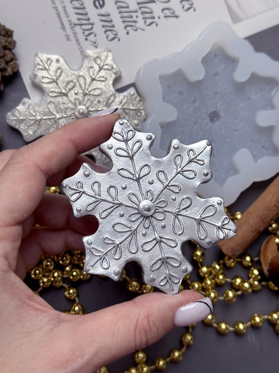 Силиконовый молд - Снежинка, 10x8,5см, 1 шт. — картинка 2