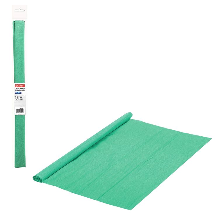 Бумага гофрированная (креповая), 32 г/м2, мятная, 50х250 см, в рулоне, Brauberg — картинка 3