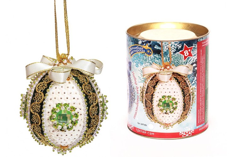 Набор для творчества «Новогодний шар из пайеток. Царский зеленый», Волшебная мастерская — картинка 4