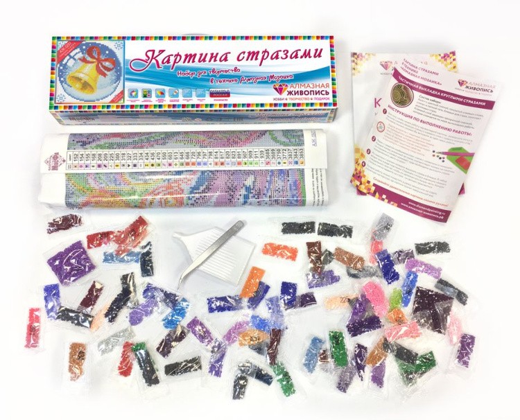 Алмазная вышивка «Новогодний шарик с колокольчиком» — картинка 3