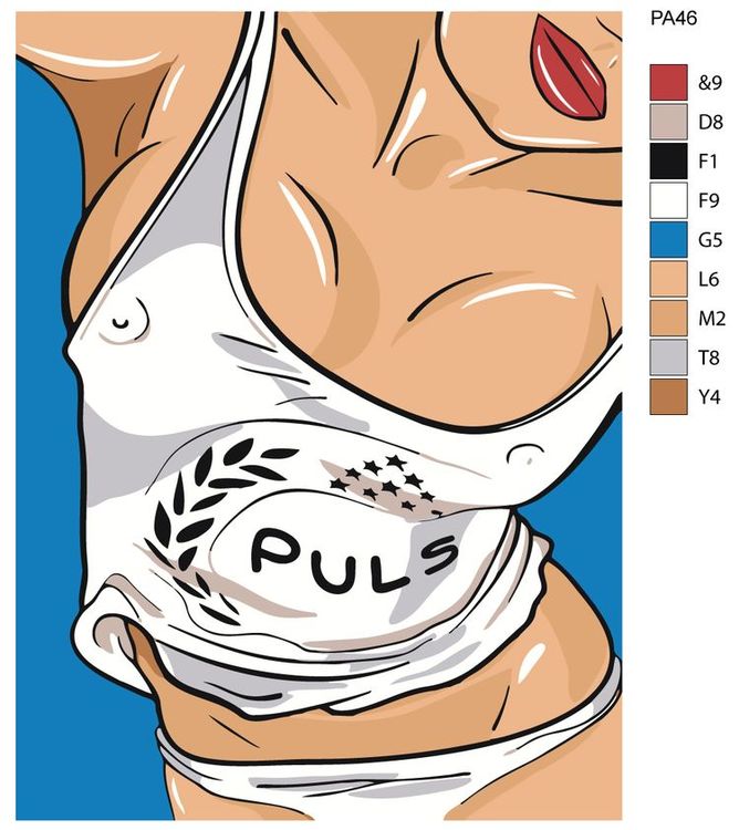 Картина по номерам «Девушка в майке» — картинка 2