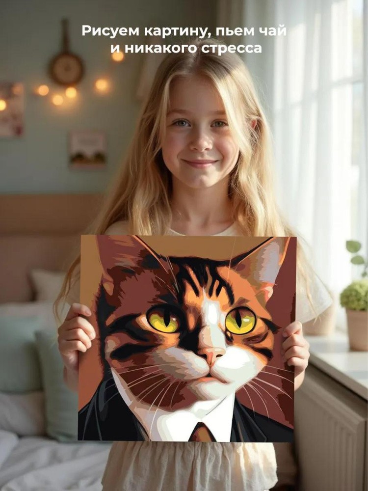 Картина по номерам «Кот в костюме» — картинка 6