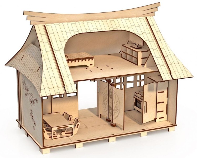 Конструктор-кукольный домик ХэппиДом «Сакура» с мебелью

