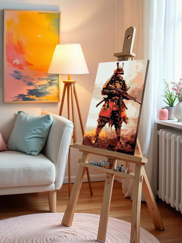 Картина по номерам «Япония, Азия: воин самурай с автоматом» — картинка 9