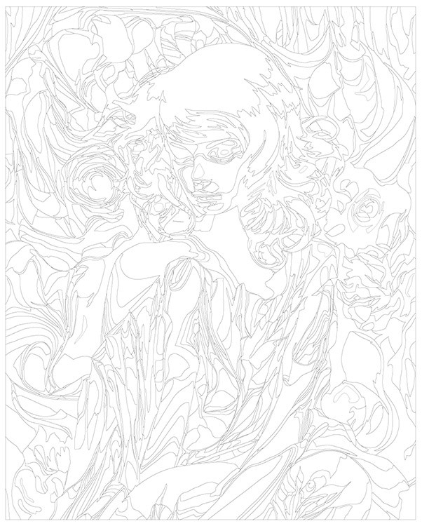 Картина по номерам «Портрет девушки с цветочными узорами» — картинка 3