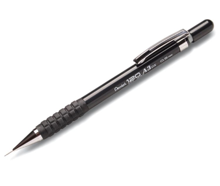 Карандаш автоматический Pentel120 A3 0,5 мм, черный корпус, НВ, Pentel — картинка 2