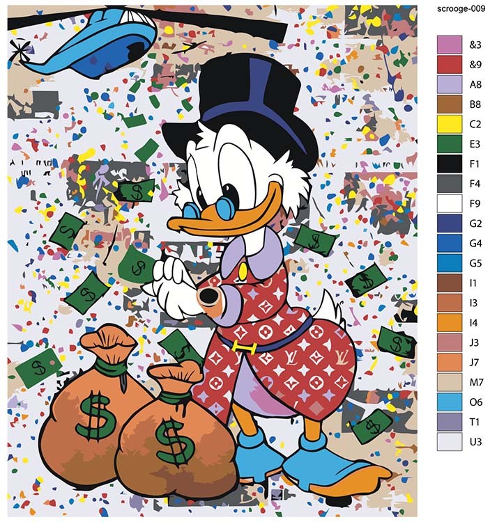Картина по номерам «Скрудж МакДак с долларами 2» — картинка 2