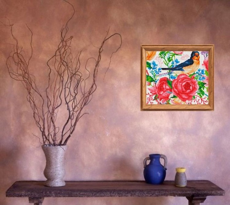 Алмазная вышивка «Ласточка и розы» — картинка 6