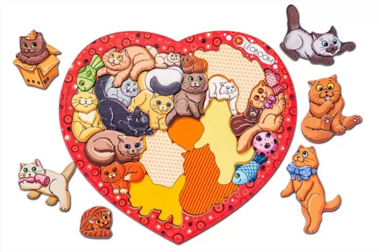 Развивающая игрушка из дерева «Пазл. Кошачьи истории» — картинка 4