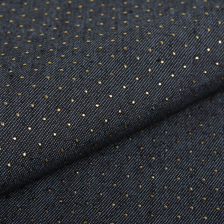 Ткань джинс Точка 130г/м², 3 м, ширина 150 см, цвет: черный/золото, TBY — картинка 3