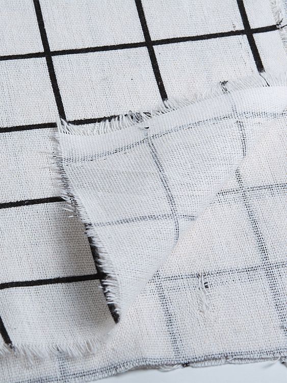 Ткань Лен, 140 г/м², 5 м x 150 см, цвет: белый, принт клетка, TBY — картинка 4