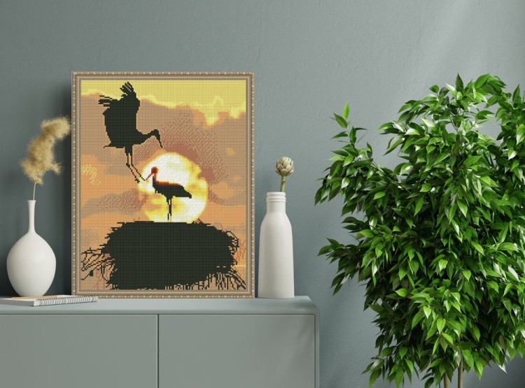 Алмазная вышивка «Аисты на закате» — картинка 5