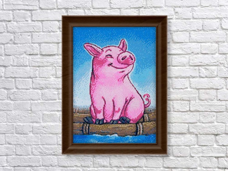 Алмазная вышивка «Свинка-путешественница» — картинка 3