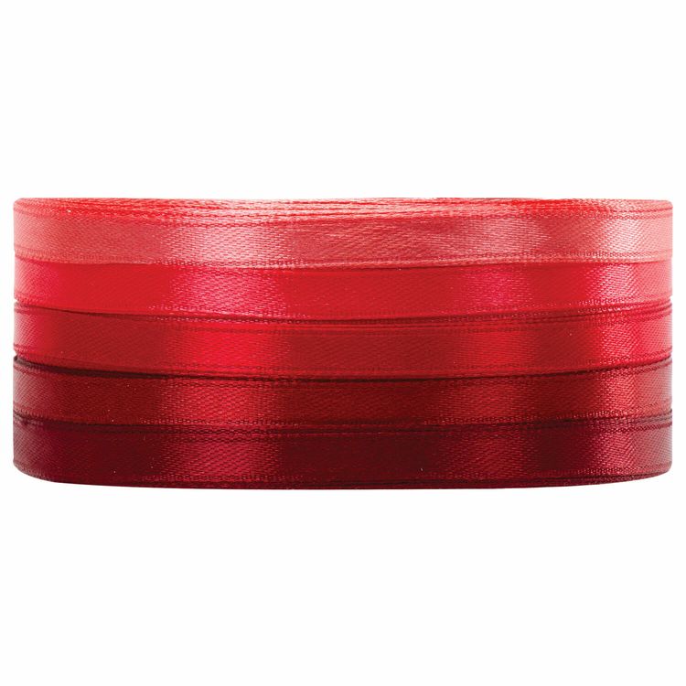 Лента атласная, ширина 6 мм, красный спектр, набор 5 цветов по 23 м, Brauberg — картинка 2