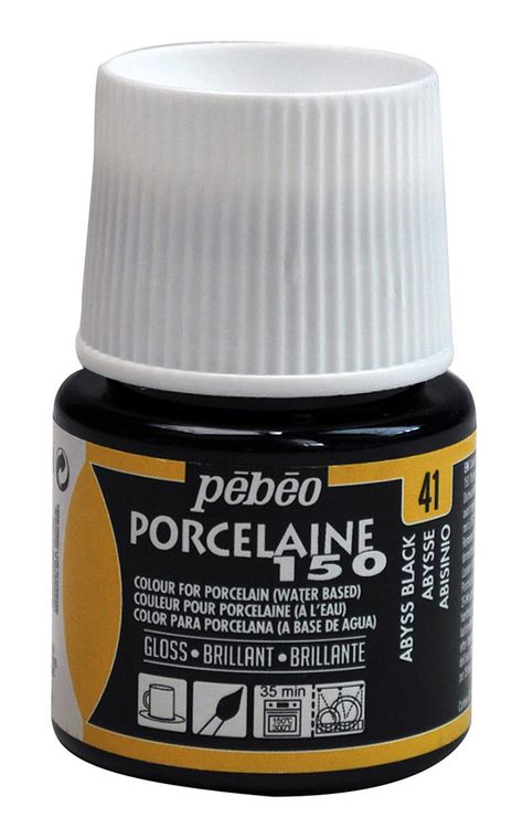 Краска по фарфору и керамике под обжиг глянцевая Porcelaine 150, цвет: глубокий черный