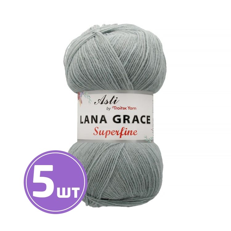 Пряжа из Троицка LANA GRACE SUPERFINE (0449), полынь, 5 шт. по 100 г