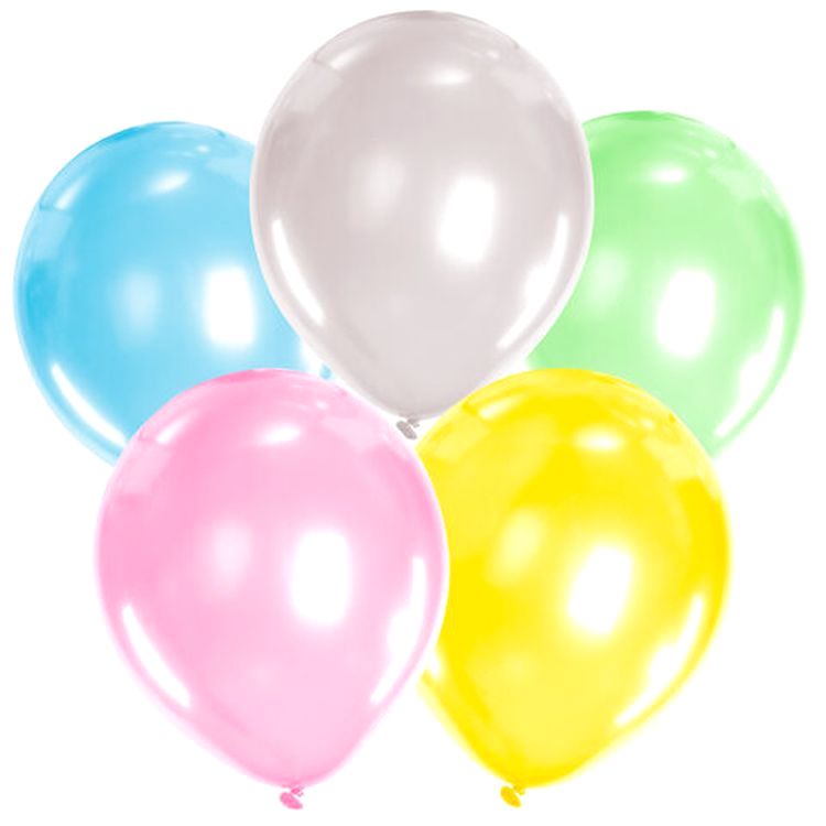 Шары воздушные, 12" (30 см), комплект 10 шт., перламутровые, ассорти 5 цветов — картинка 3