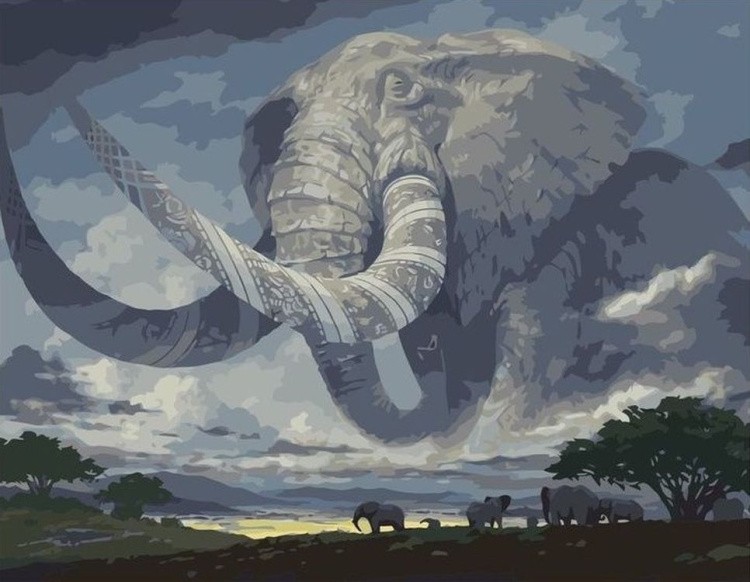 Картина по номерам «Слоны»