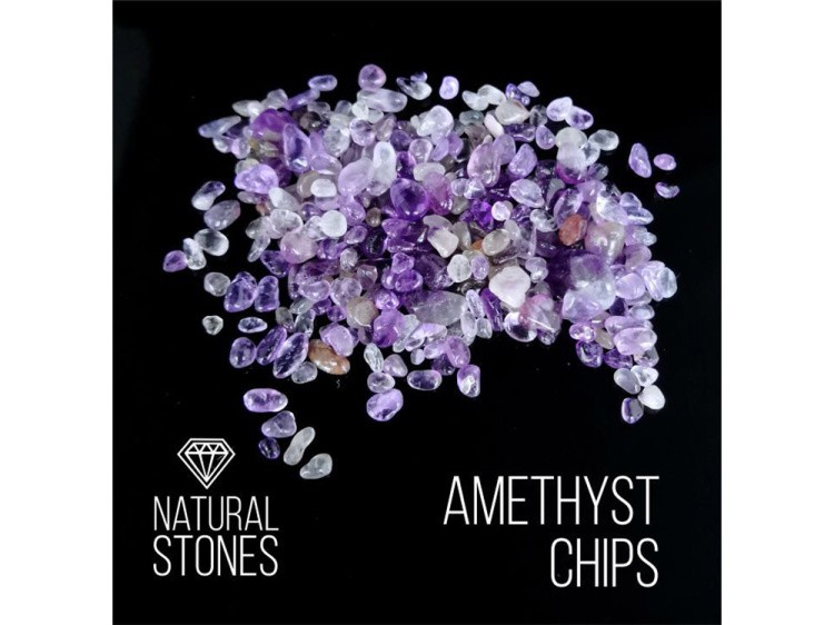 Натуральный аметист Amethyst Chips (фракция 3-5 мм), 100 г