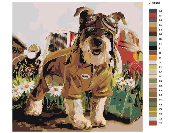 Картина по номерам «Пёс-автомеханик» — картинка 2