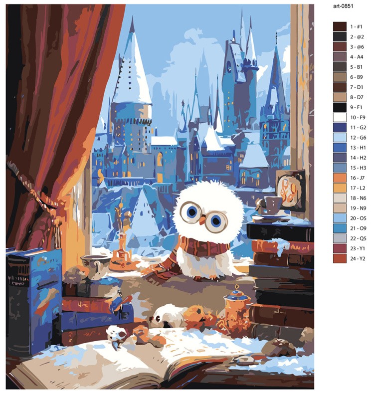 Картина по номерам Гарри Поттер сова Букля в Хогвартсе — картинка 2