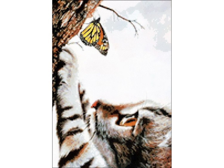 Алмазная вышивка «Игры с бабочкой» — картинка 2