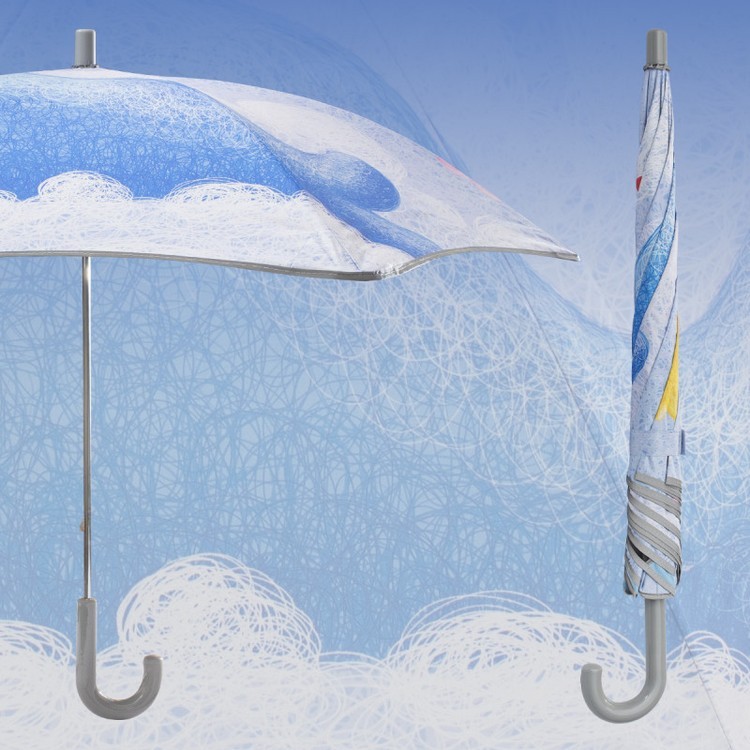 Зонт детский Водное веселье, трость, 6 спиц, механический, антишторм — картинка 6