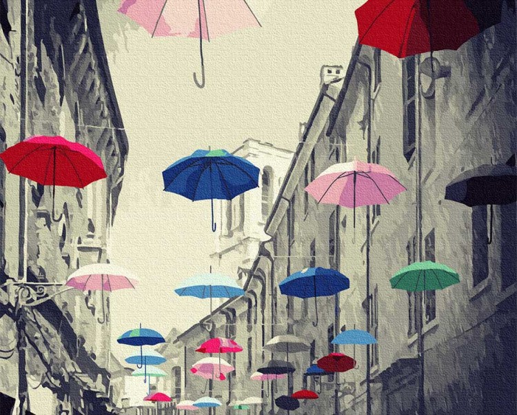 Картина по номерам «Разноцветные зонтики»