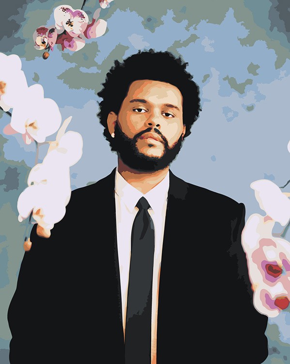 Картина по номерам «Музыкант The Weeknd с орхидеями»