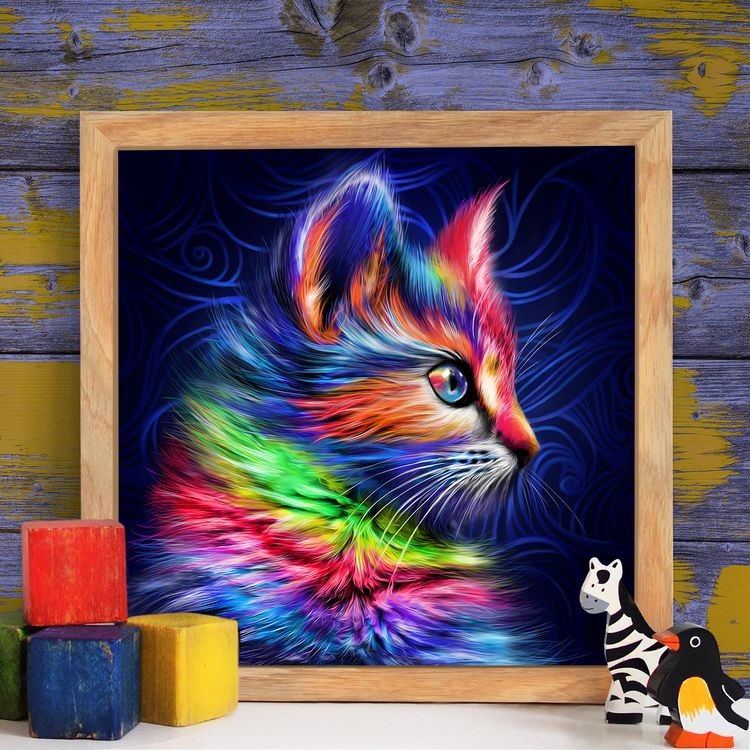 Алмазная вышивка «Разноцветный котенок» — картинка 2