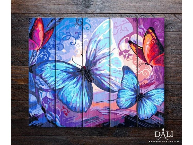 Картина по номерам по дереву Dali «Бабочки» — картинка 2