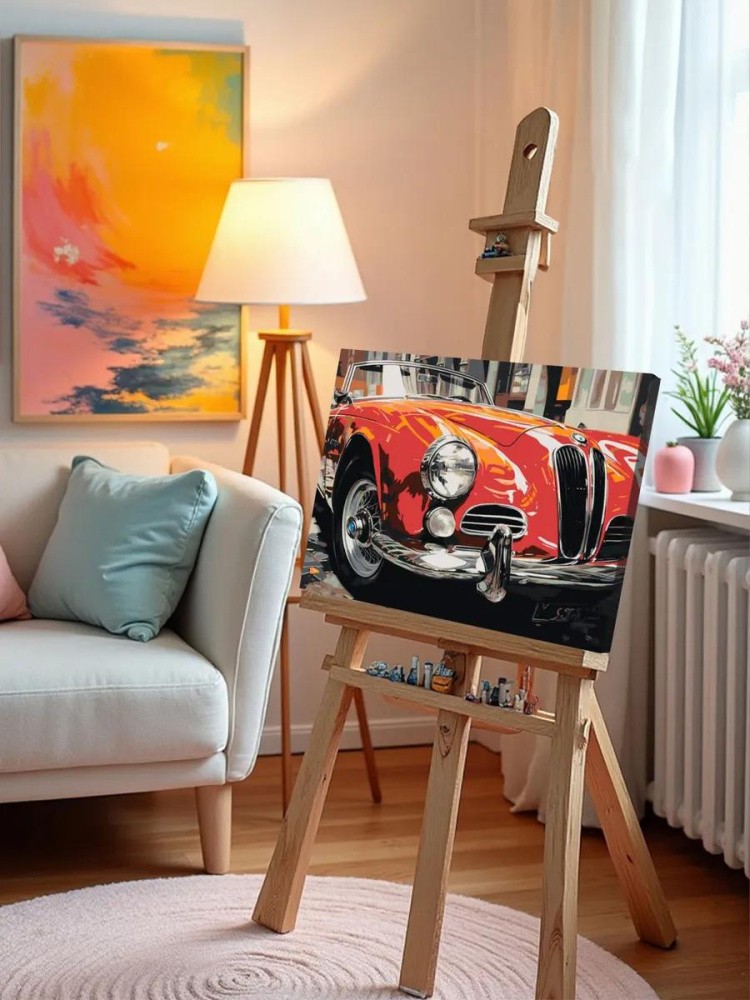 Картина по номерам «Машины: Красная ретро БМВ» — картинка 10