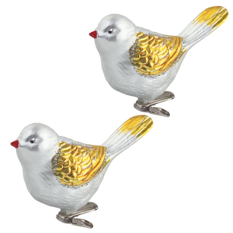 Украшения елочные «Птичка», набор 2 шт., цвет: серебро с золотистыми крыльями — картинка 3