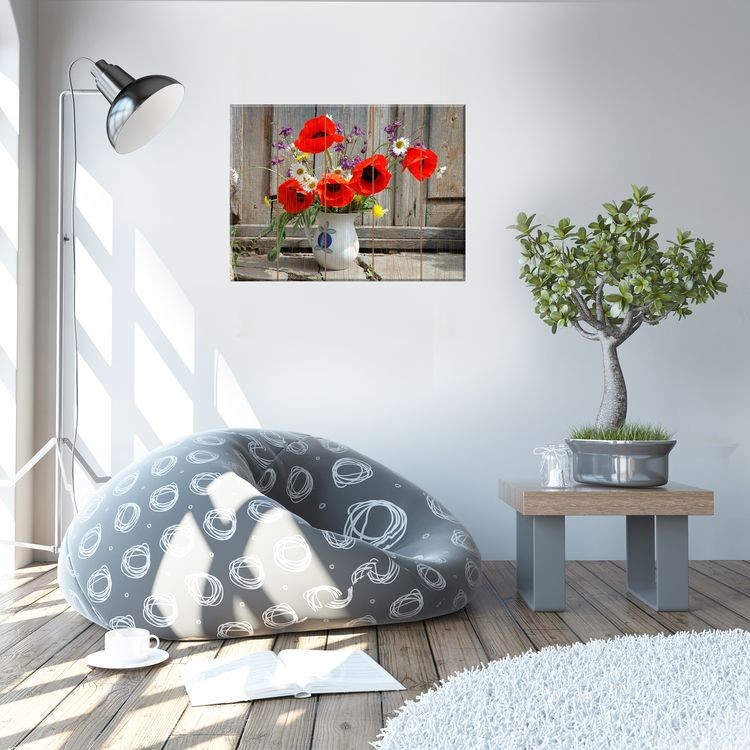 Картина по номерам по дереву «Букет с маками» — картинка 3