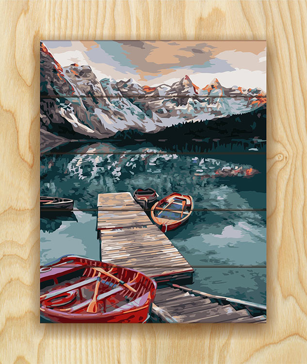 Картина по номерам по дереву Flamingo «Тихое озеро» — картинка 2