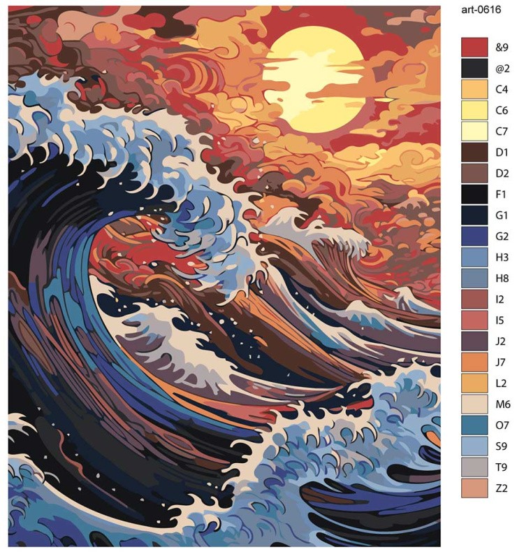 Картина по номерам «Пейзаж: море и солнце, Япония арт» — картинка 2