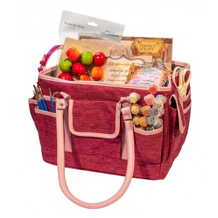 Сумка для рукоделия 29х25х24 см, цвет: фуксия — картинка 2