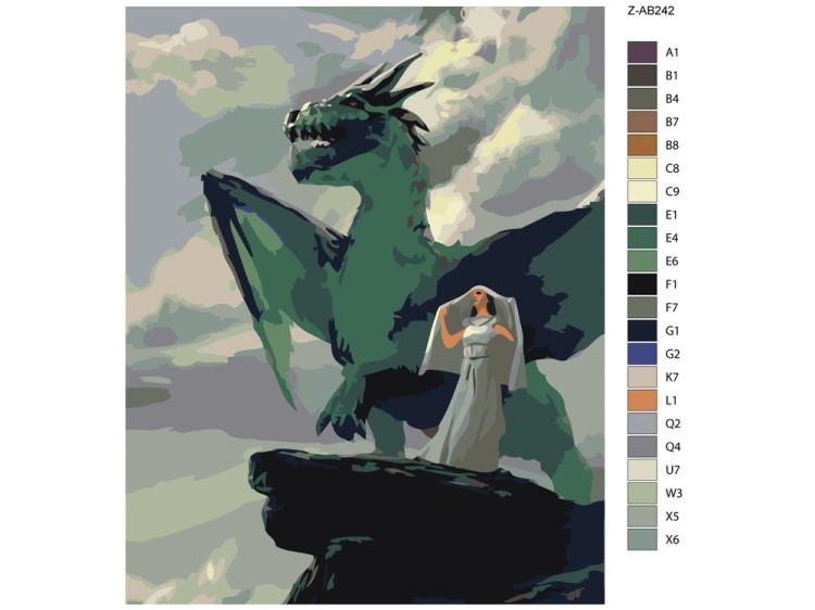 Картина по номерам «Девушка и дракон» — картинка 2