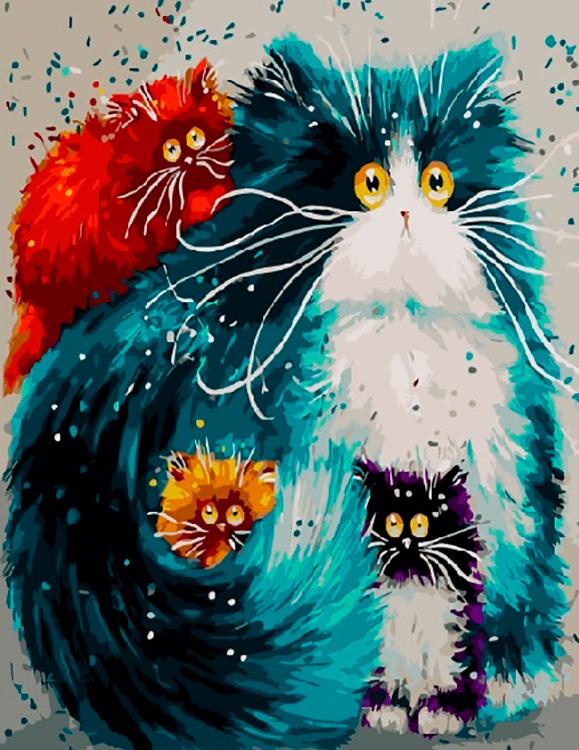 Картина по номерам «Пять оттенков кошек»
