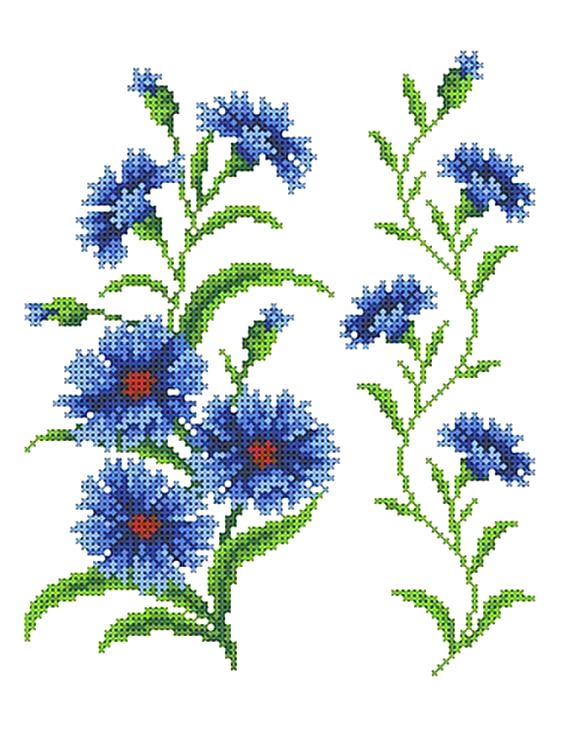 Рисунок на ткани «Синие цветы»