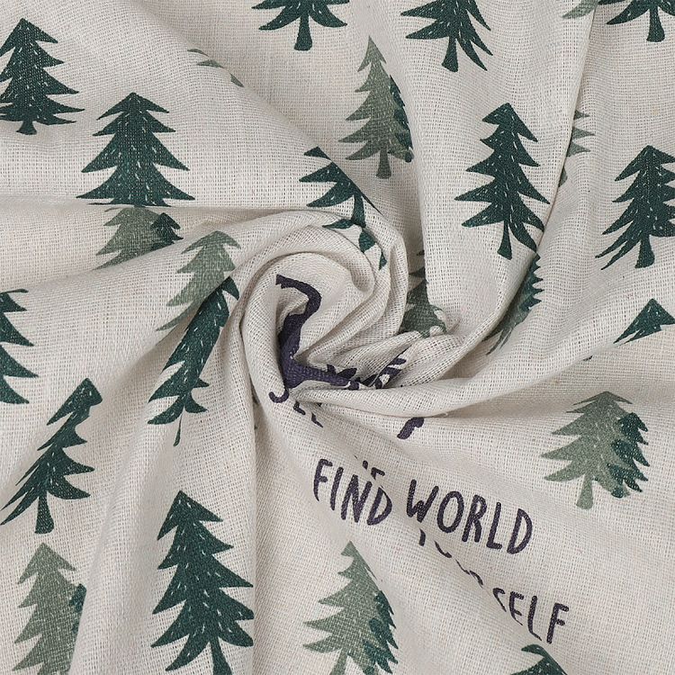 Ткань Лен, 140 г/м², 5 м x 150 см, цвет: бежевый. растительный принт, TBY — картинка 2