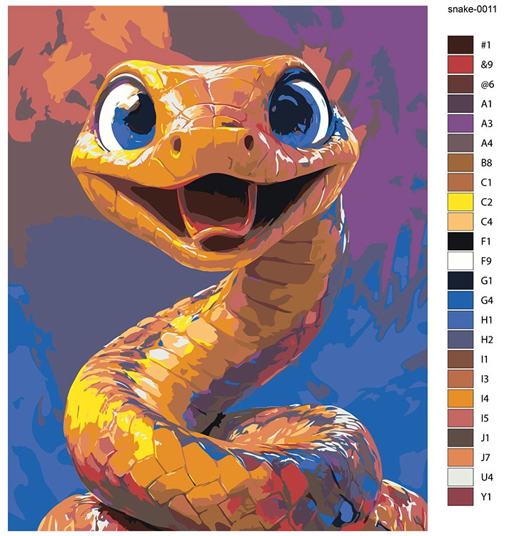 Картина по номерам «Веселая змея, Символ года, животные 40x50» — картинка 2