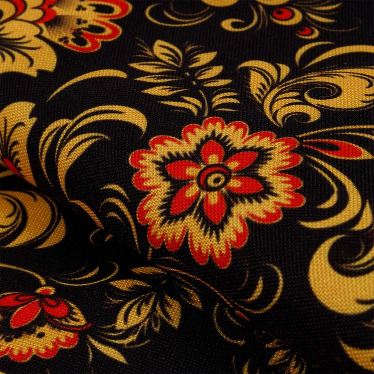 Ткань Габардин, 3 м x 155 см, 140 г/м², цвет: орнамент черный, желтый, IDEAL — картинка 2