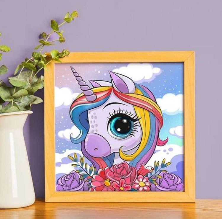 Алмазная вышивка «Единорог в цветах» — картинка 3