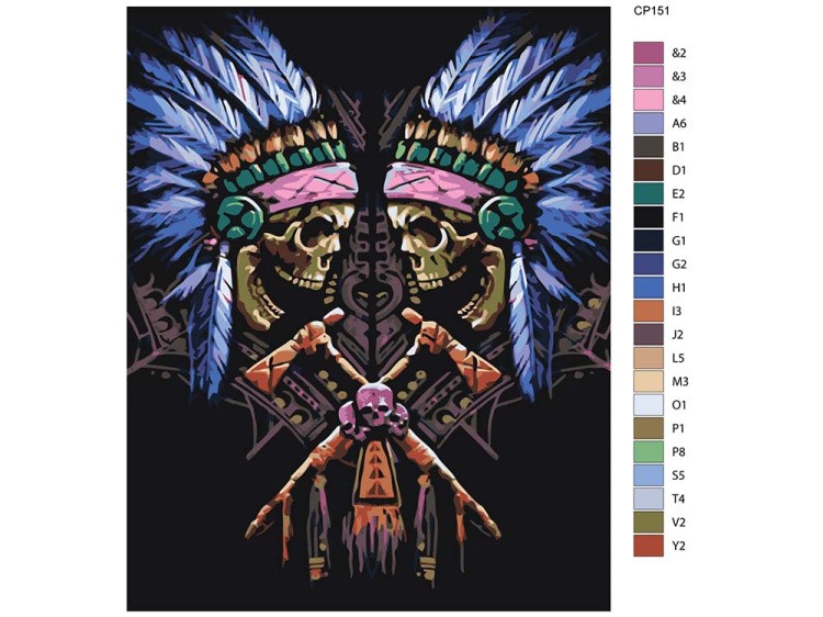 Картина по номерам «Черепа и томагавки» — картинка 2